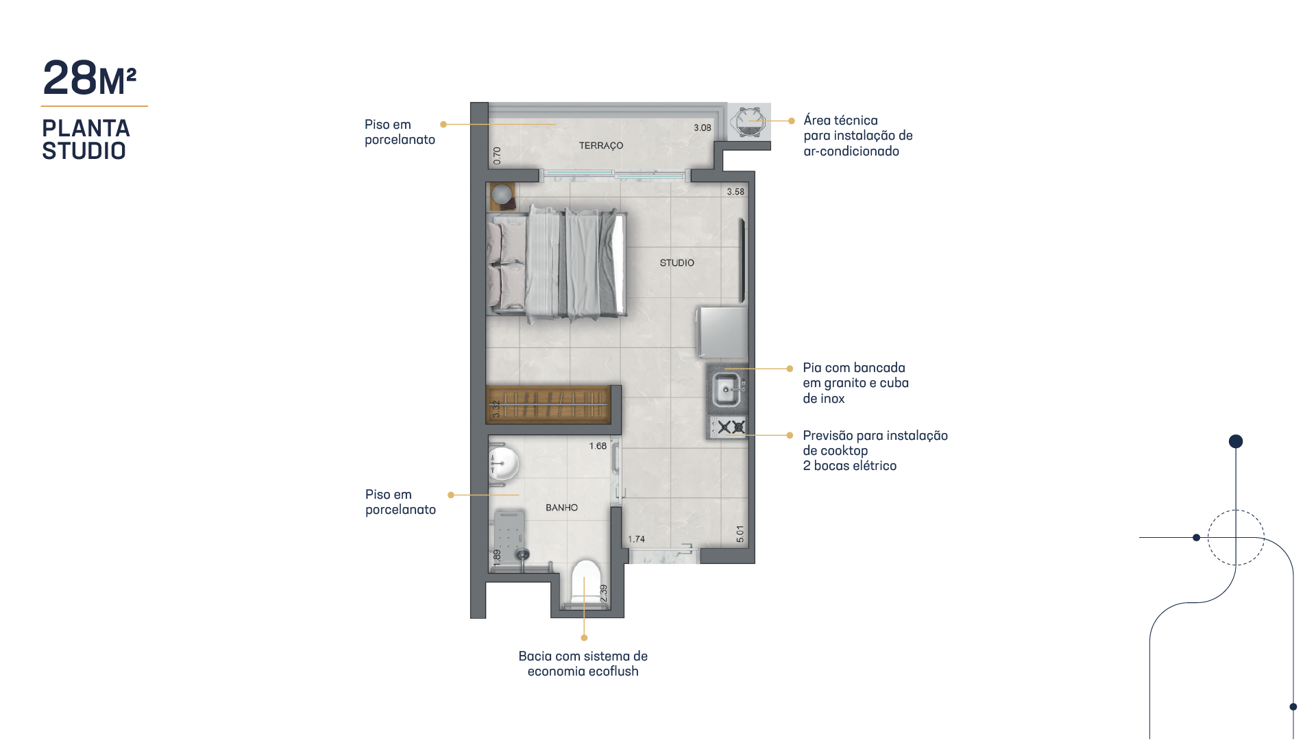 Planta do Studio de 28m²